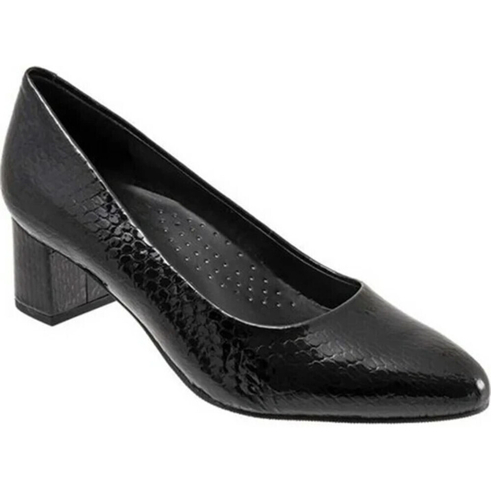 Trotters Kari Pump Womens 8.5 Black Nappa Leather Pointed Toe Block Heel ZPO3212